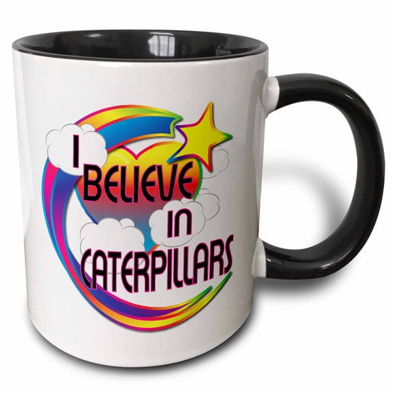 I Believe In Caterpillars Cute Believer Design 11oz Two-Tone Black Mug mug-166330-4