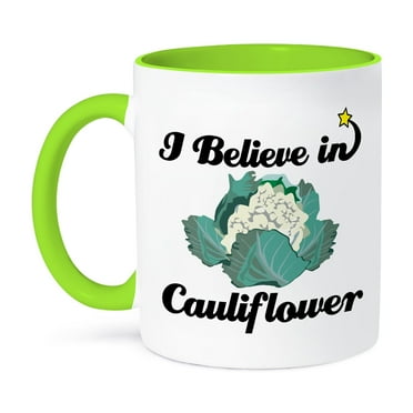 3dRose, I Believe In Cauliflower, 11oz Two-Tone Green Mug