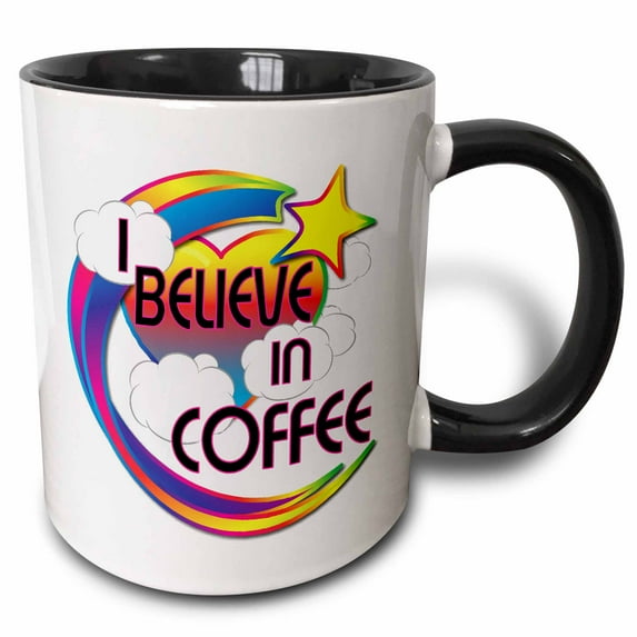 I Believe In Coffee Cute Believer Design 11oz Two-Tone Black Mug mug-166359-4