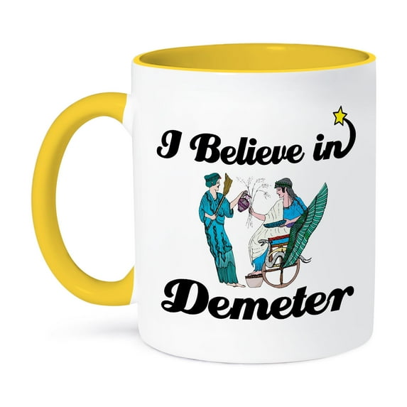 3dRose, I Believe In Demeter, 11oz Two-Tone Yellow Mug