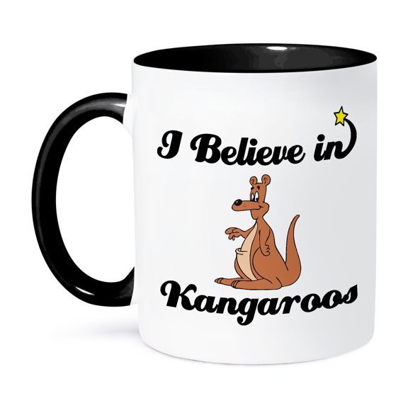 3dRose, I Believe In Kangaroos, 11oz Two-Tone Black Mug