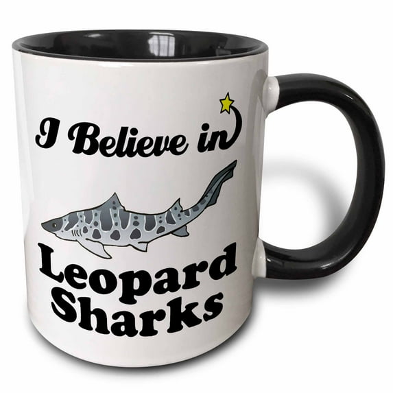 3drose, I Believe in Leopard Sharks, 11oz Two-tone Black Mug