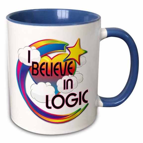 3drose, I Believe in Logic Cute Believer Design, 11oz Two-tone Blue Mug