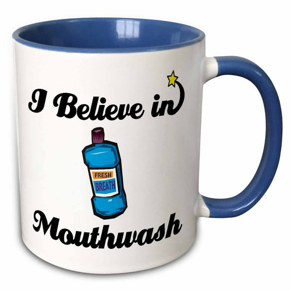 3drose, I Believe in Mouthwash, 11oz Two-tone Blue Mug