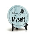 thumbnail image 1 of I Believe In Myself Light Blue Wood Color Circle Table Sign (5" X 5"), 1 of 4