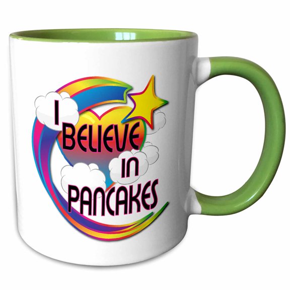3drose, I Believe in Pancakes Cute Believer Design, 11oz Two-tone Green Mug
