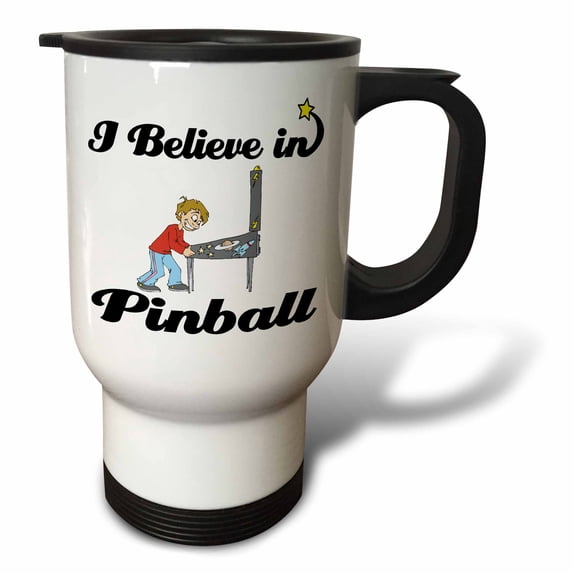 3drose, I Believe in Pinball, 14oz Stainless Steel Travel Mug