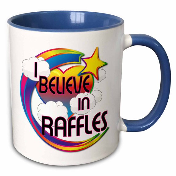 3drose, I Believe in Raffles Cute Believer Design, 11oz Two-tone Blue Mug