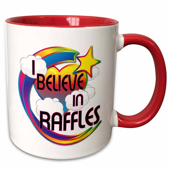 3drose, I Believe in Raffles Cute Believer Design, 11oz Two-tone Red Mug