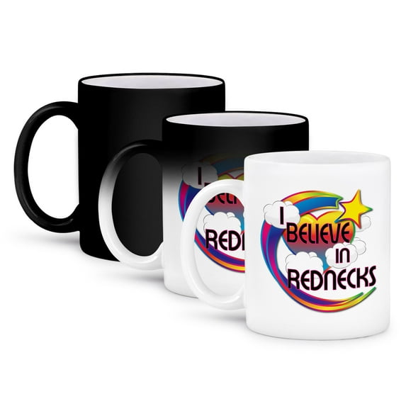 3dRose, I Believe In Rednecks Cute Believer Design, 11oz Magic Transforming Mug