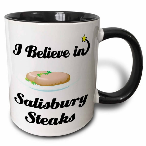 3drose, I Believe in Salisbury Steaks, 15oz Two-tone Black Mug