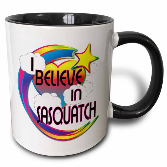 3drose, I Believe in Sasquatch Cute Believer Design, 15oz Two-tone Black Mug