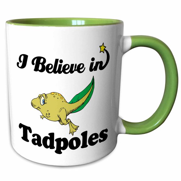 3drose, I Believe in Tadpoles, 15oz Two-tone Green Mug