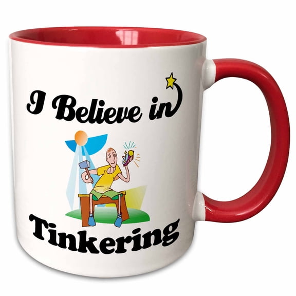 3drose, I Believe in Tinkering, 15oz Two-tone Red Mug