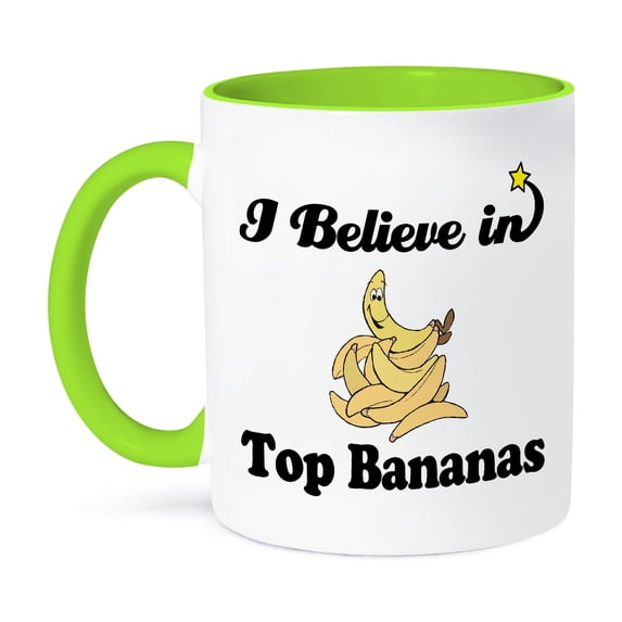 3dRose, I Believe In Top Bananas, 11oz Two-Tone Green Mug