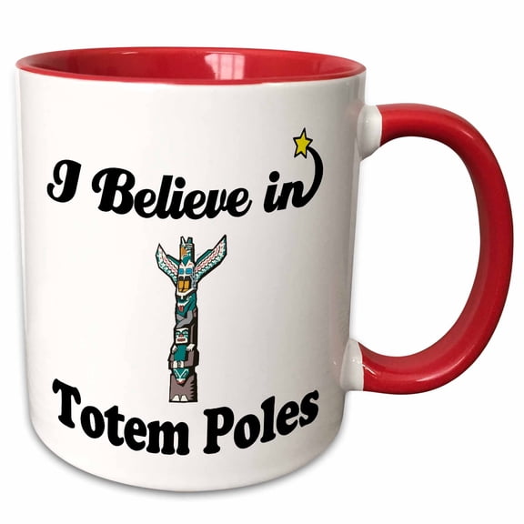 3drose, I Believe in Totem Poles, 15oz Two-tone Red Mug