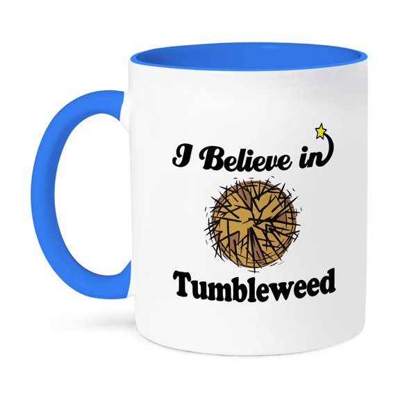 3dRose, I Believe In Tumbleweed, 11oz Two-Tone Blue Mug