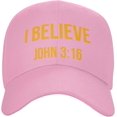 thumbnail image 1 of I Believe John 3 16 Christian Baseball Cap Men Trucker Hat Women Dad Hat Sun Hat Adjustable Ponytail Hat Black, 1 of 8