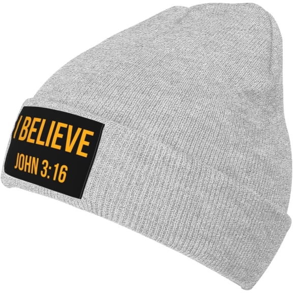 I Believe John 3 16 Christian Beanie Hat Men Skull Cap Women Warm Hat Knitted Hat Slouchy Knit Stretchy Cap Black