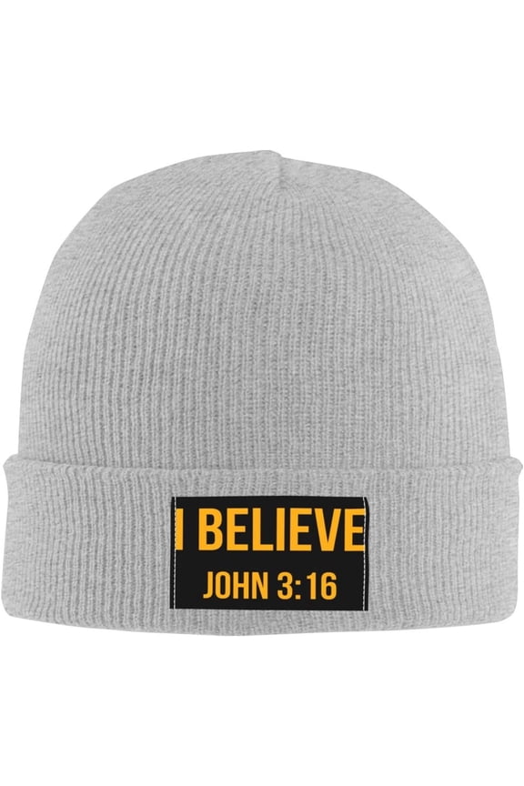 I Believe John 3 16 Christian Beanie Hat Men Winter Knit Hat Women Slouchy Skull Cap Knitted Hat Hedging Hat Black