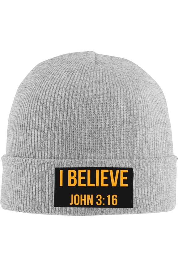 I Believe John 3 16 Christian Beanie Hat Men Winter Knit Hat Women Slouchy Skull Cap Sleep Caps Hedging Hat Black