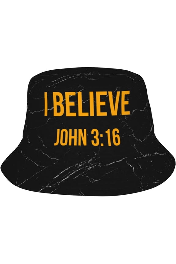 I Believe John 3 16 Christian Bucket hat for Men Women Summer Beach Fishing Hat Packable Outdoor Sun Fisherman Hat Black