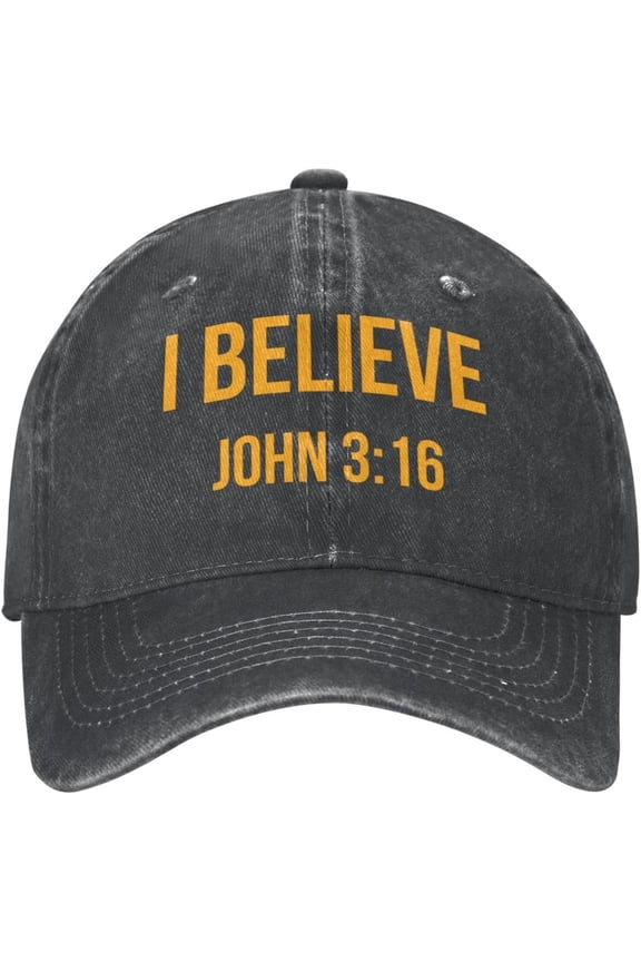 I Believe John 3 16 Christian Cowboy Hat Baseball Cap Women Trucker Hat Men Dad Hat Adjustable Snapback Hat Black