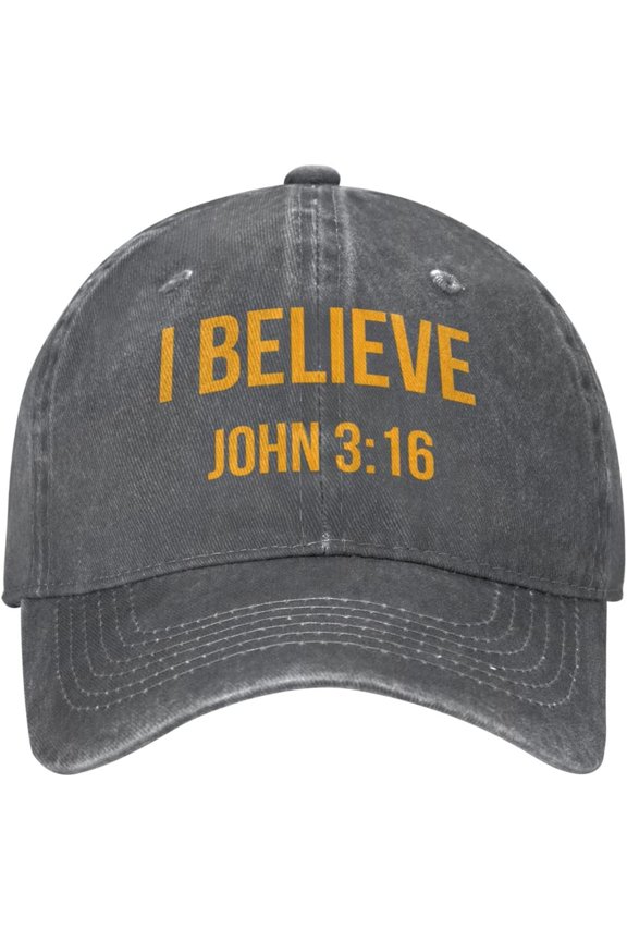 I Believe John 3 16 Christian Cowboy Hat Baseball Cap Women Trucker Hat Men Dad Hat Adjustable Snapback Hat Black