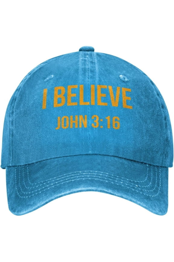 I Believe John 3 16 Christian Cowboy Hat Men Vintage Baseball Cap Women Dad Hat Sun Hat Adjustable Trucker Hat Black