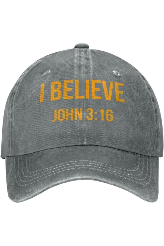 I Believe John 3 16 Christian Cowboy Hat Men Vintage Baseball Cap Women Dad Hat Sun Hat Adjustable Trucker Hat Black