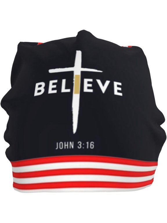 I Believe John 3 16, Christian, Cross Beanie Hat Gifts Men Winter Slouchy Hat Women Skull Cap Sleep Caps Hedging Hat Black