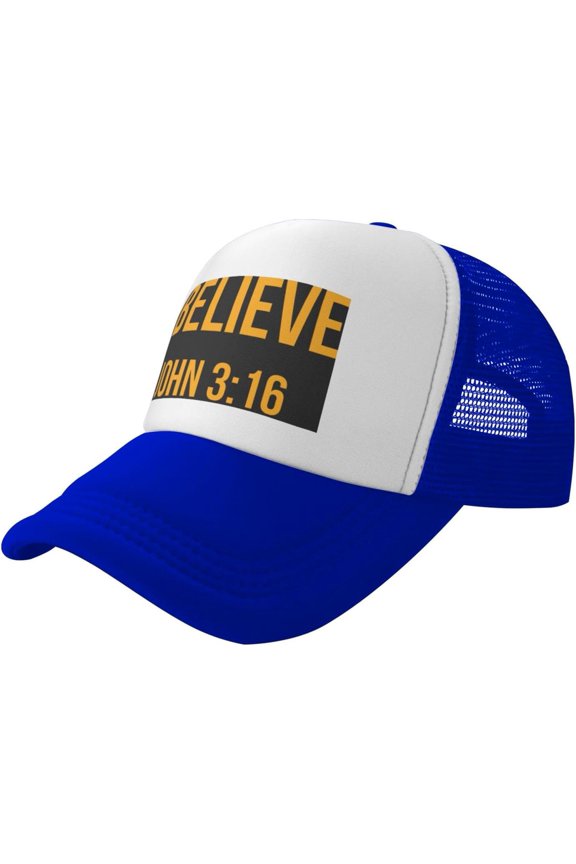 I Believe John 3 16 Christian Trucker Hat Mesh Baseball Cap Men Ponytail Hat Women Dad Hat Adjustable Sun Hat Black