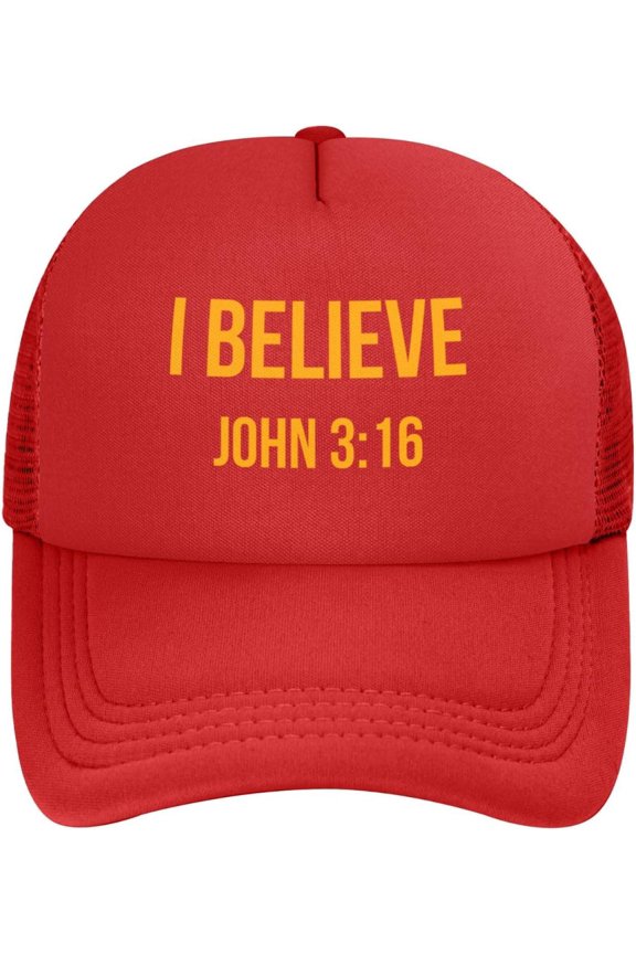 I Believe John 3 16 Christian Trucker Hat Women Mesh Baseball Cap Sun Hat Cowboy hat Men Dad Hat Fishing hat Black