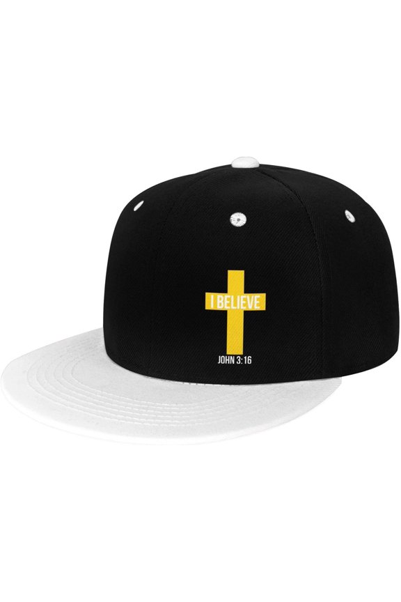 I Believe John Flat Bill Hats Contrast Hip Hop Baseball Cap Unisex Snapback Rock Caps
