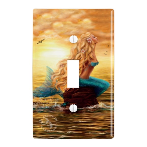 I Believe in Mermaids Tropical Beach Ocean Plastic Wall Decor Toggle Light Switch Plate Cover