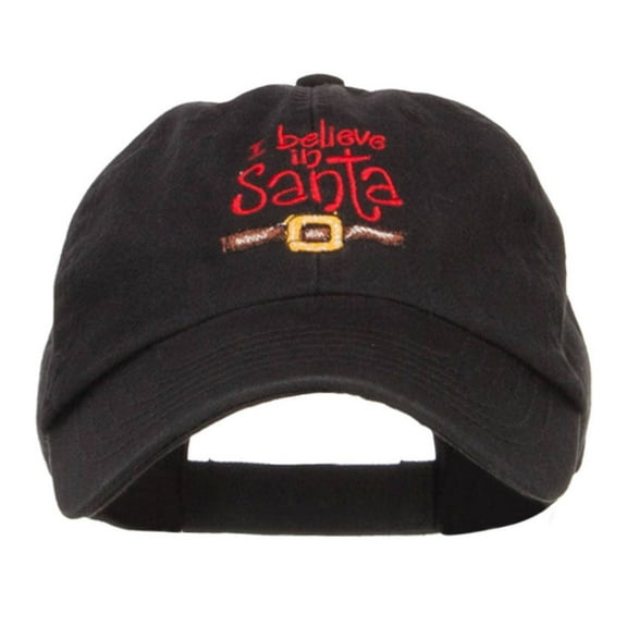 I Believe in Santa Embroidered Low Cap - Black OSFM