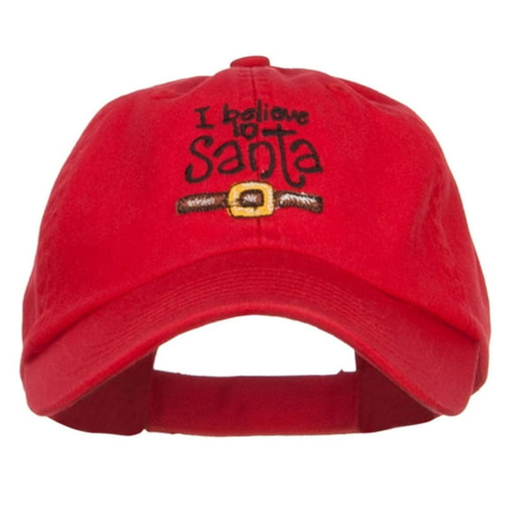I Believe in Santa Embroidered Low Cap - Red OSFM