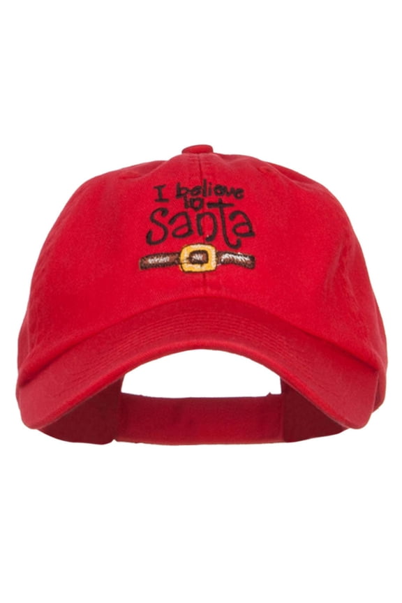 I Believe in Santa Embroidered Low Cap - Red OSFM