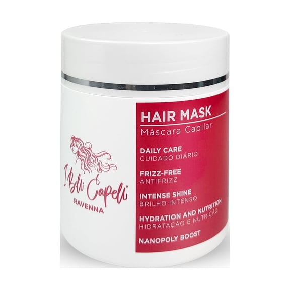 I Belli Capelli Ravenna Hair Mask with Aloe Vera - Deep Conditioner for Dry, Damaged Hair Treatment- Hydrates, Repairs & Nourishes - For All Hair Types - Mascarilla Para el Cabello (16.9 Fl Oz/500g)