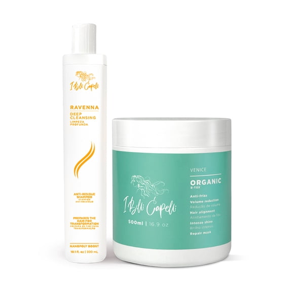 I Belli Capelli Venice B-tox Organic Kit, B-tox Organic Treatment 500g/17.60 oz + Anti-Residue Deep Cleansing Shampoo 300ml/10.1 fl.oz- Set of Organic B-tox and Deep Cleansing Anti-Residue Shampoo