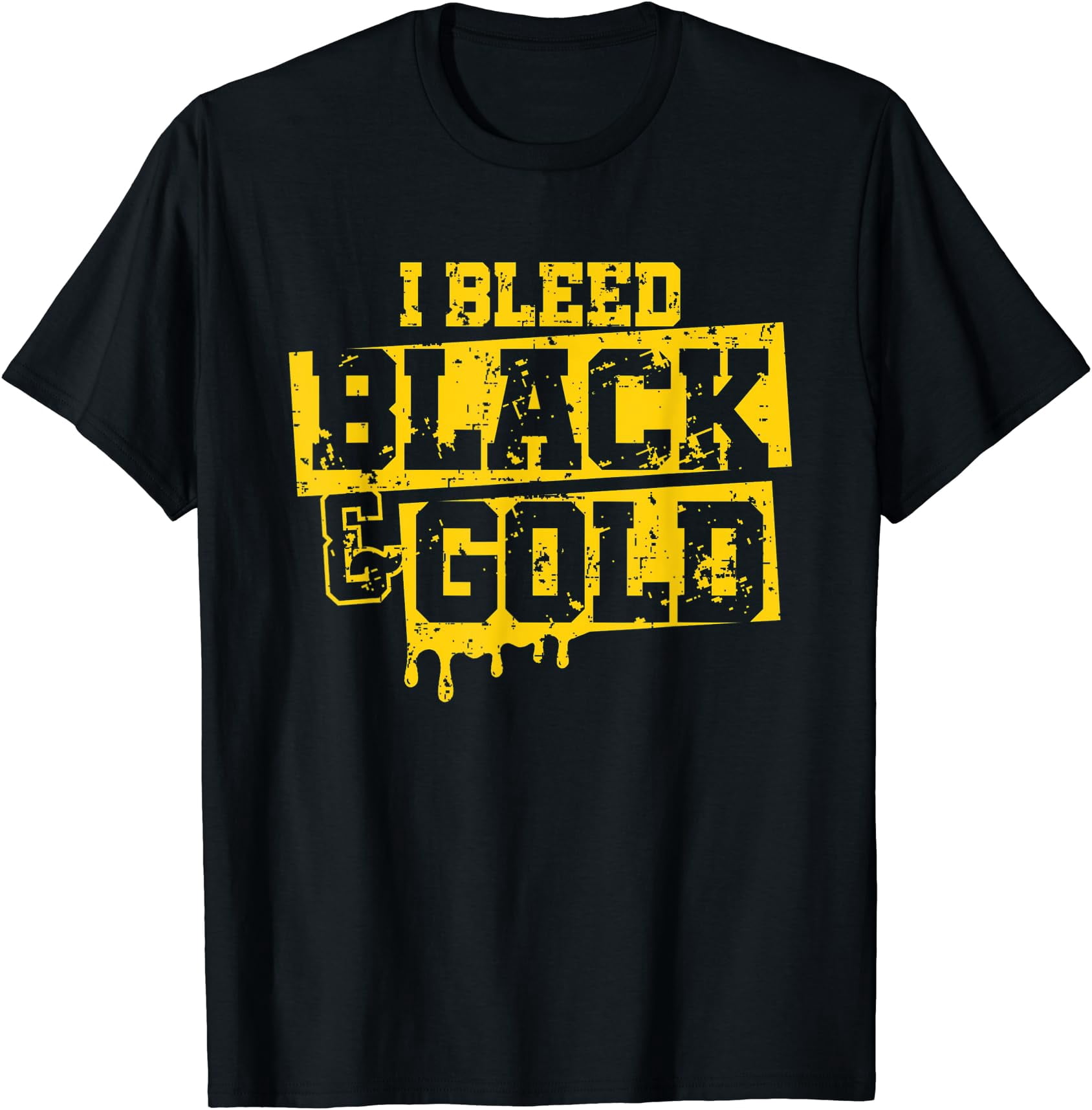 I Bleed Black & Gold Game Day Group School Football Sports T-Shirt ...