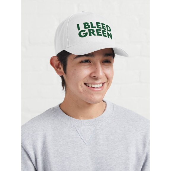 I Bleed Green Baseball Cap, Green Team Spirit Statement Graphic Design, Classic Everyday Hat