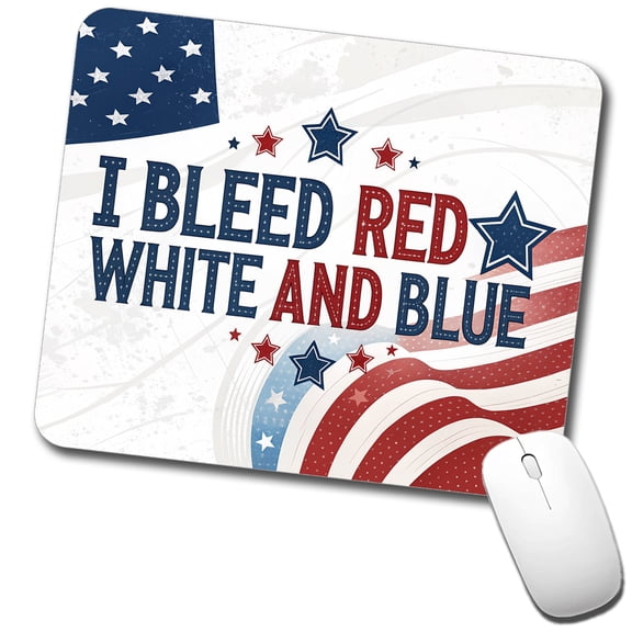 I Bleed Red White And Blue Patriotic American Mouse Pad Low Profile Gaming Mat