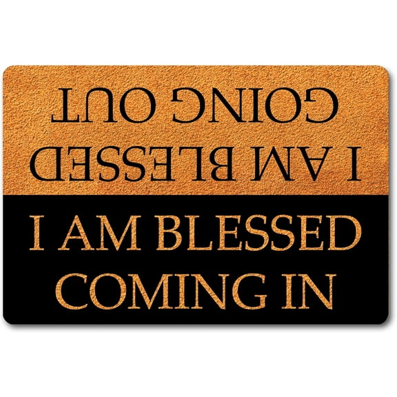 I AM Blessed Coming in & Going Out Mats for Front Door Entry Front Porch Doormat Non-Slip Carpet Rugs Floor Mat Decorative for Home Bathroom Kitchen Indoor 16x24 Inch