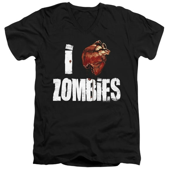 - I Bloody Heart Zobmies - Slim Fit V Neck Shirt - Medium