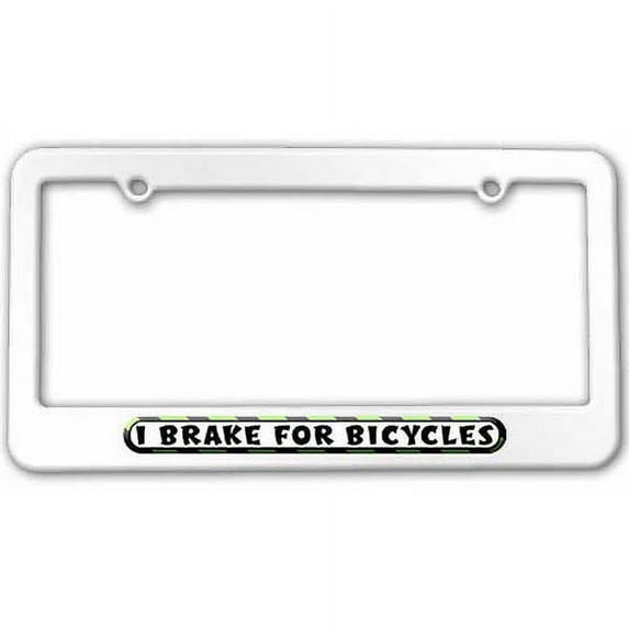 I Brake For Bicycles License Plate Tag Frame, Multiple Colors