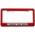thumbnail image 1 of I Brake For Owls License Plate Tag Frame, Multiple Colors, 1 of 1