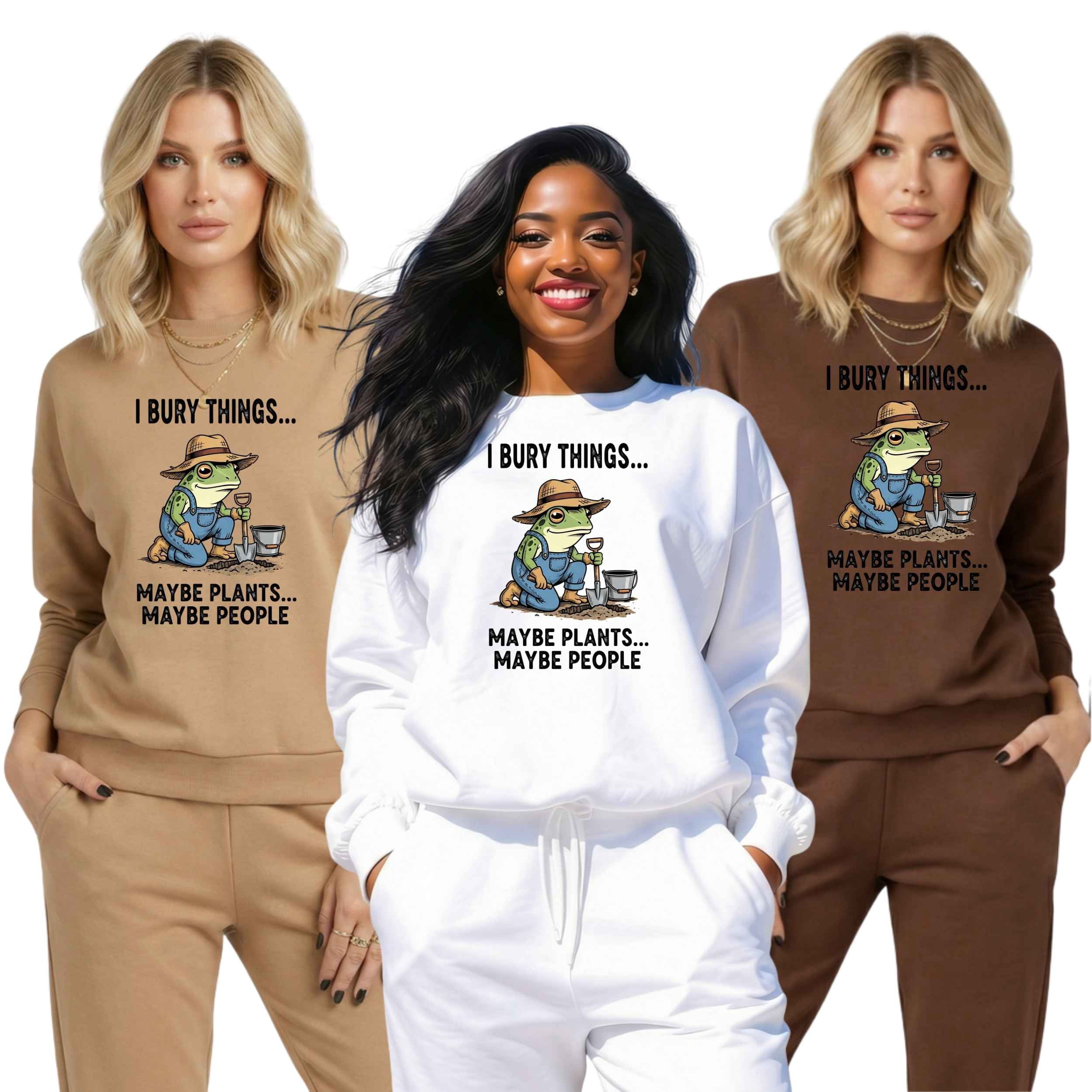I Bury Things! 9-Piece Bundle for Crafters & DIY – 3 Eco-Solvent Transfers + 3 Sublimation Transfers Ready to Press for Shirts, Mugs & Tumblers + 3 Matching 2” Stickers