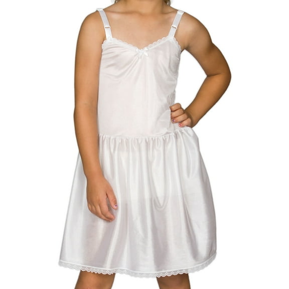 I.C. Collections Girls White Adjustable Nylon Slip, 4 - 14