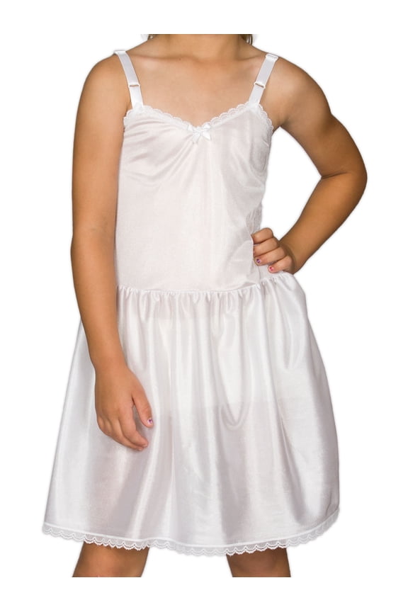 I.C. Collections Girls White Adjustable Nylon Slip, 4 - 14